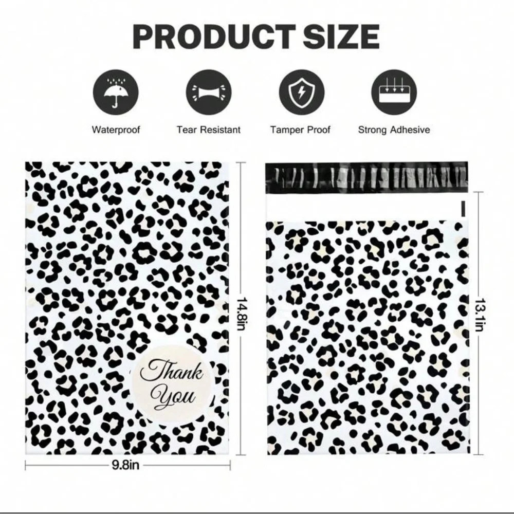 PRICE IS FIRM - Set of 10 Animal Print 10 x 13 ‘Thank you’ Poly Mailer Bags